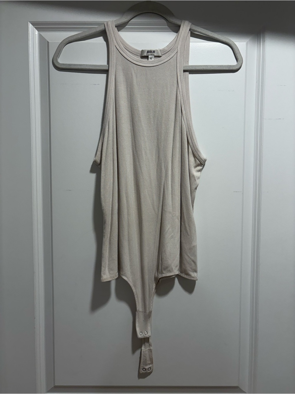 Agolde Cream Ribbed Tank Bodysuit